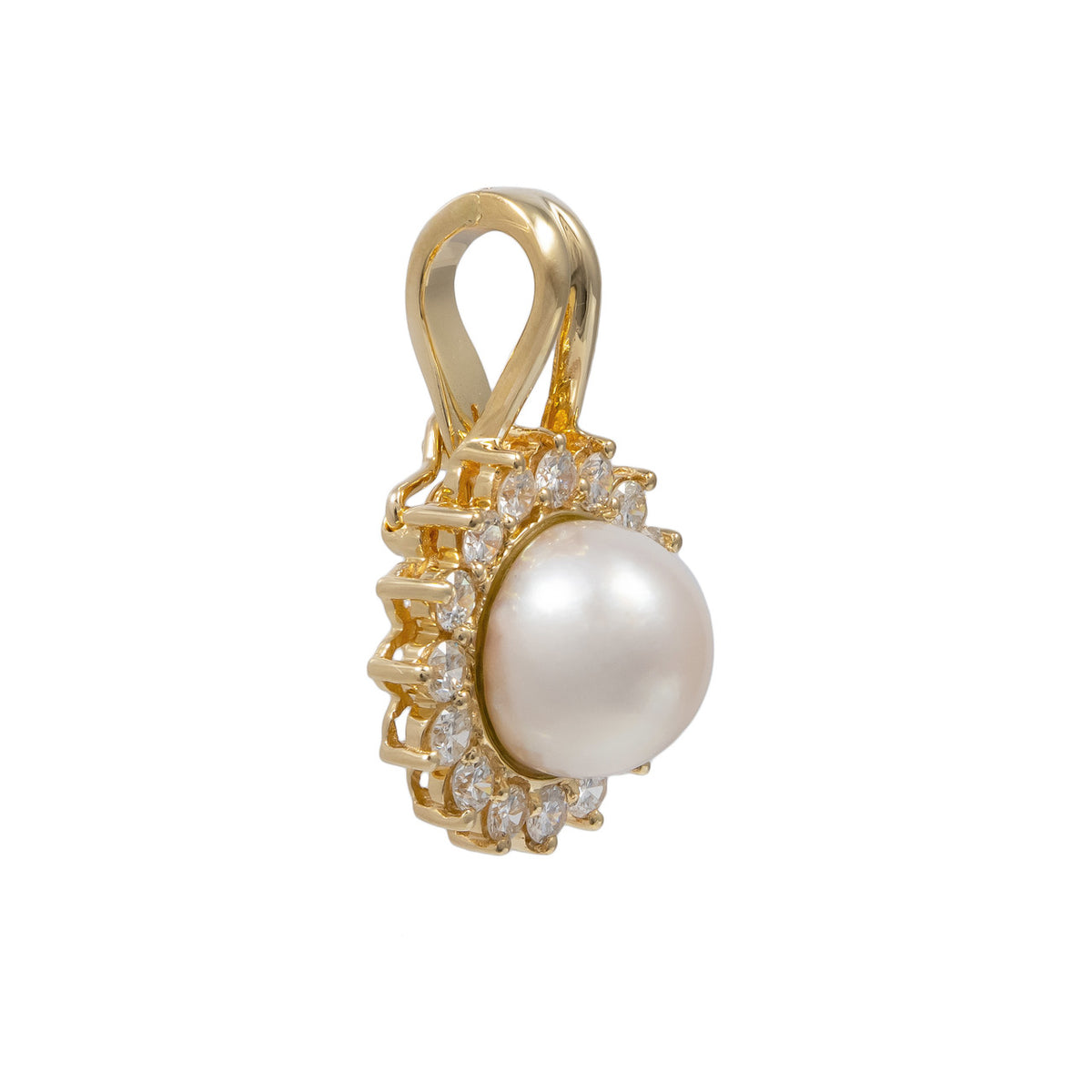 .40 Carat Diamond Pearl Yellow Gold Pendant Enhancer – image 2