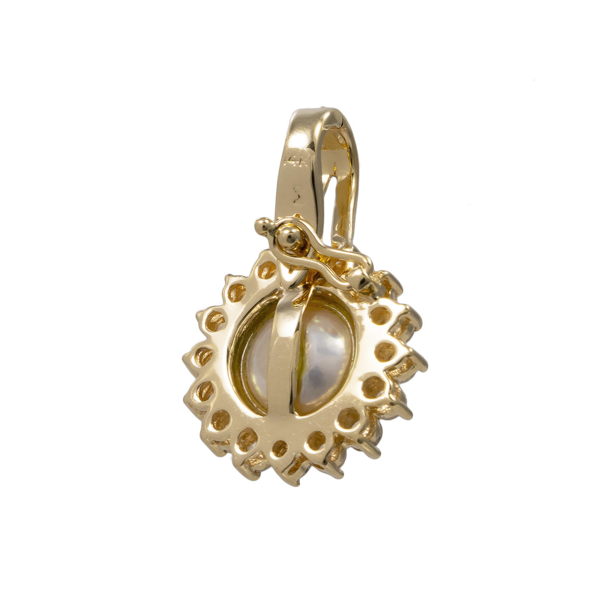 .40 Carat Diamond Pearl Yellow Gold Pendant Enhancer – image 5