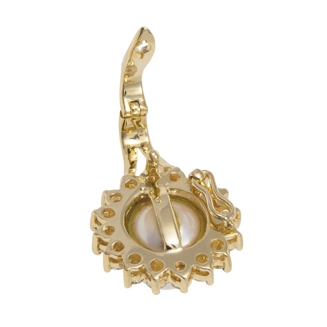 .40 Carat Diamond Pearl Yellow Gold Pendant Enhancer – image 4