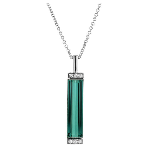Peter Suchy 5.24 Carat Tourmaline Diamond White Gold Pendant Necklace