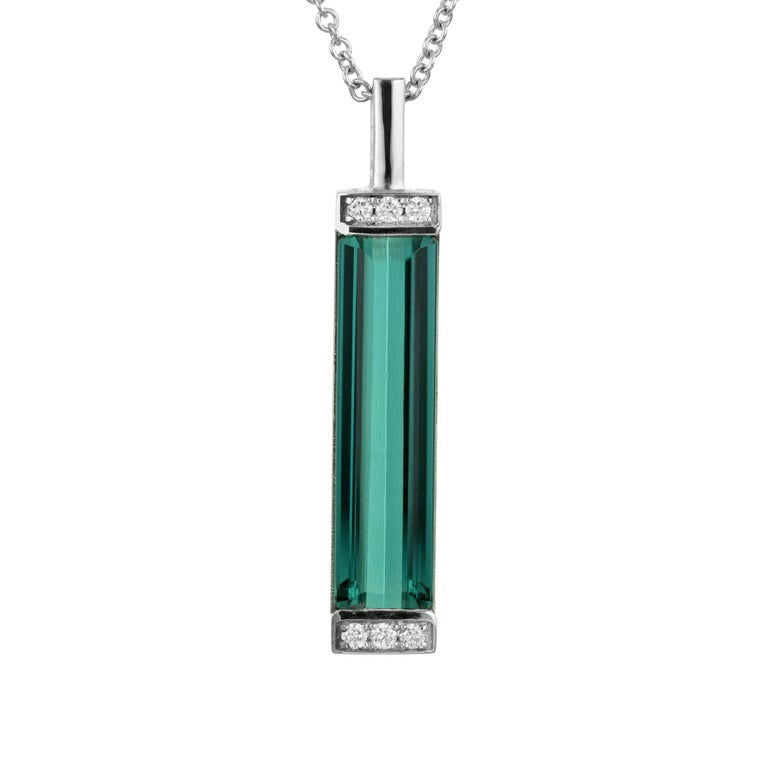 Peter Suchy 5.24 Carat Tourmaline Diamond White Gold Pendant Necklace – image 2