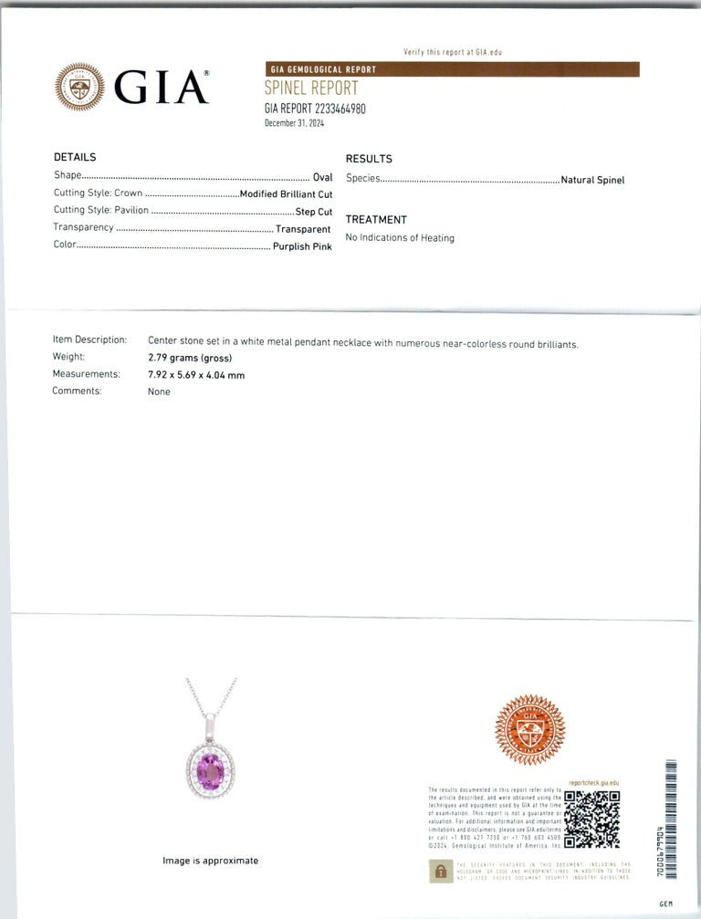 Peter Suchy GIA Certified 1.48 Carat Spinel Diamond White Gold Pendant Necklace – image 3