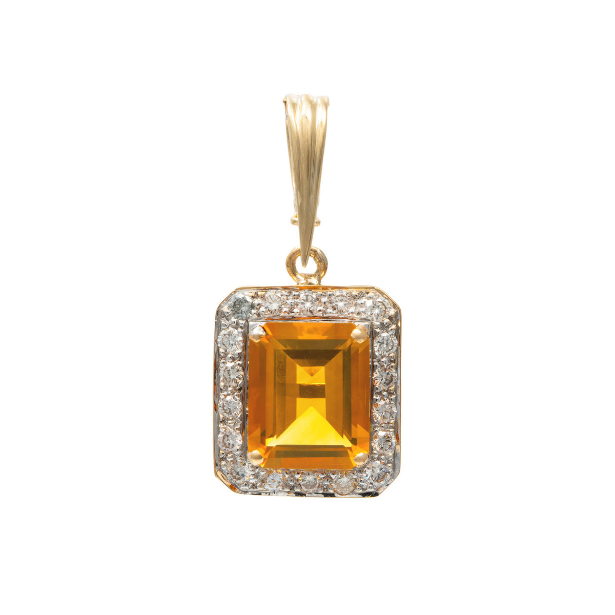 4.30 Carat Citirne Diamond Yellow Gold Pendant