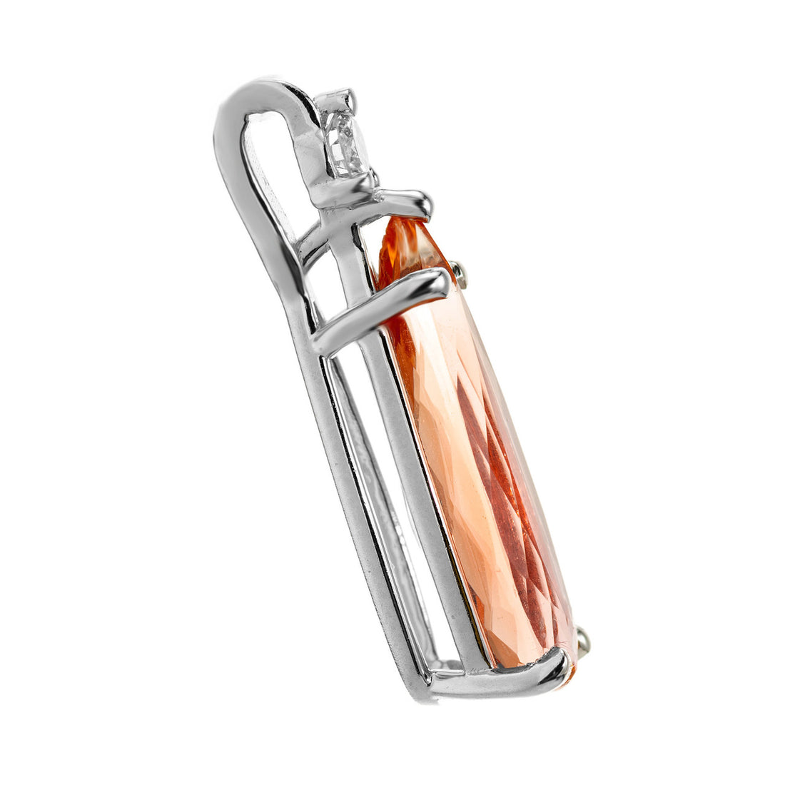 Peter Suchy 1.98 Carat Pear Topaz Diamond Platinum Pendant – image 2