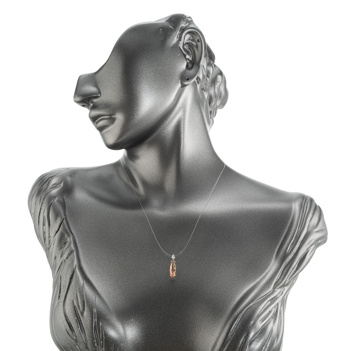 Peter Suchy 1.98 Carat Pear Topaz Diamond Platinum Pendant – image 5