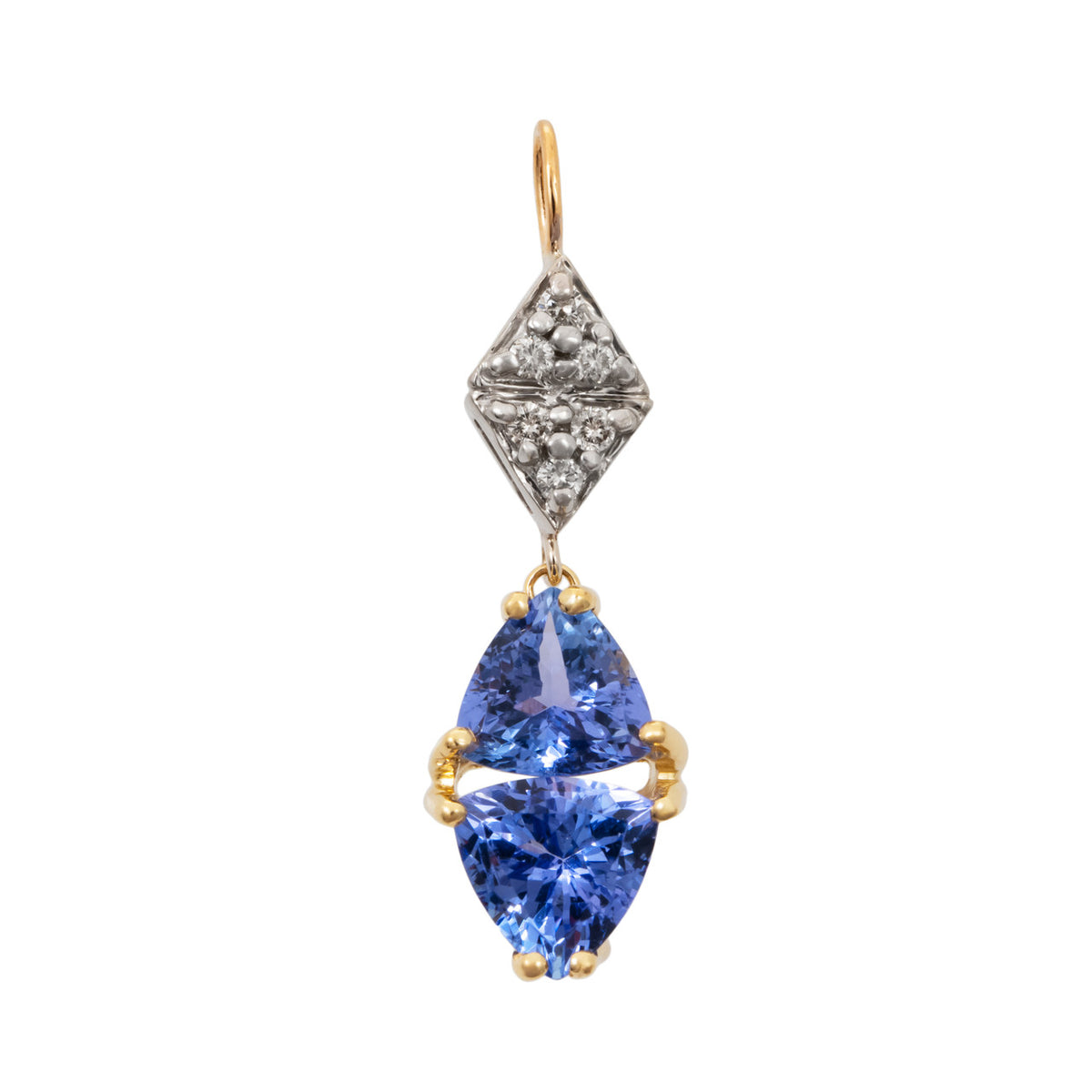 1.94 Carat Tanzanite Diamond Two Tone Gold Pendant