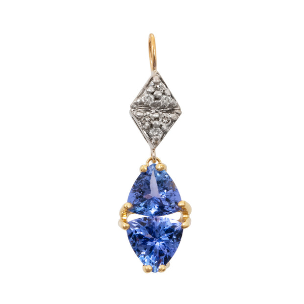 1.94 Carat Tanzanite Diamond Two Tone Gold Pendant