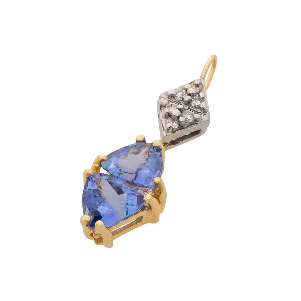 1.94 Carat Tanzanite Diamond Two Tone Gold Pendant – image 2