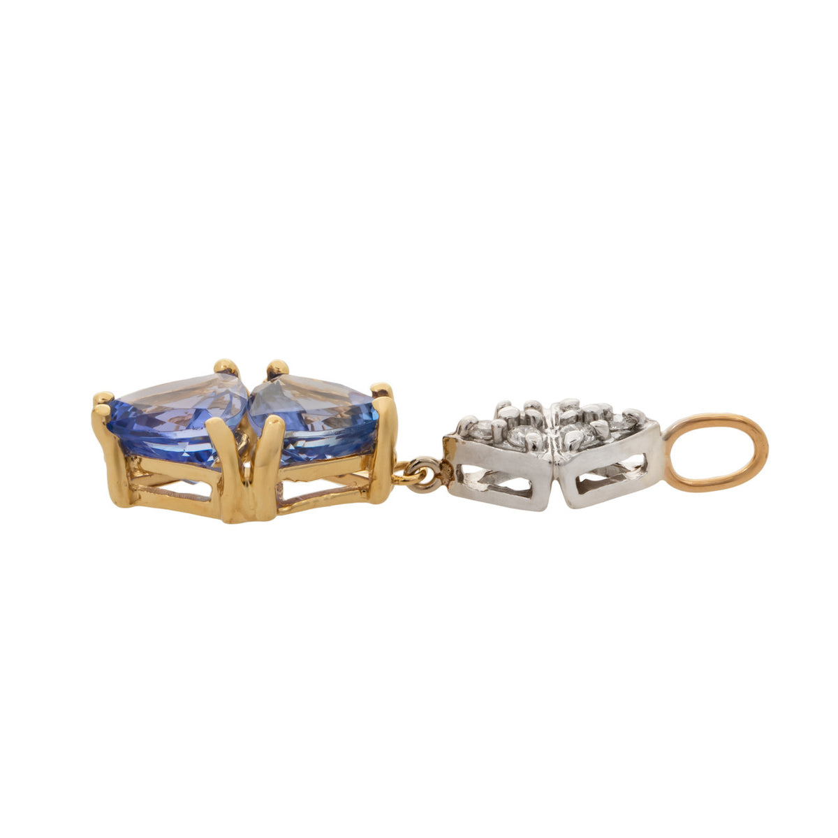 1.94 Carat Tanzanite Diamond Two Tone Gold Pendant – image 3
