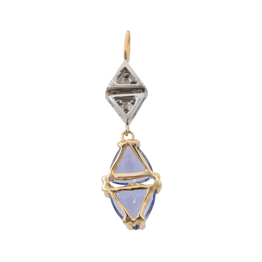 1.94 Carat Tanzanite Diamond Two Tone Gold Pendant – image 5