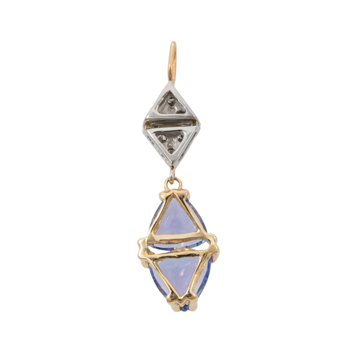 1.94 Carat Tanzanite Diamond Two Tone Gold Pendant – image 5