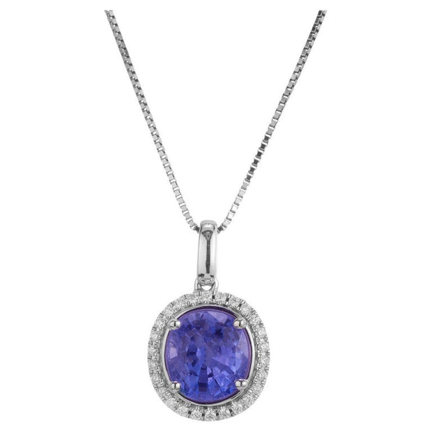 Peter Suchy GIA Certified 2.62 Carat Sapphire Diamond White Gold Necklace