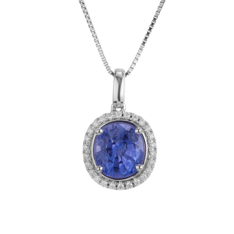 Peter Suchy GIA Certified 2.62 Carat Sapphire Diamond White Gold Necklace – image 2