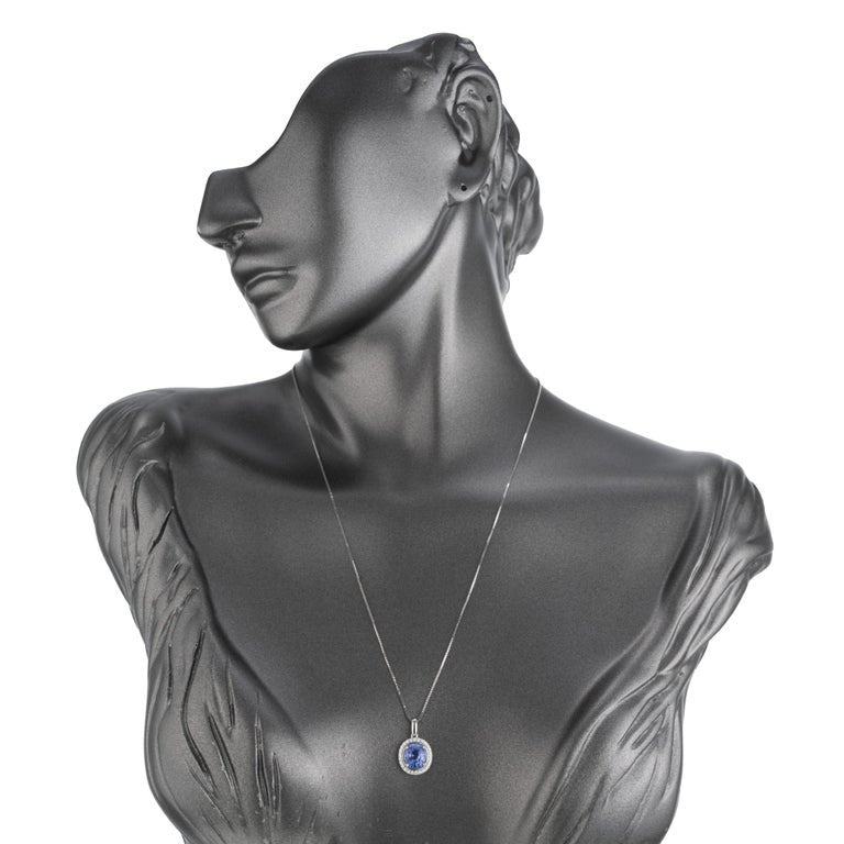 Peter Suchy GIA Certified 2.62 Carat Sapphire Diamond White Gold Necklace – image 8