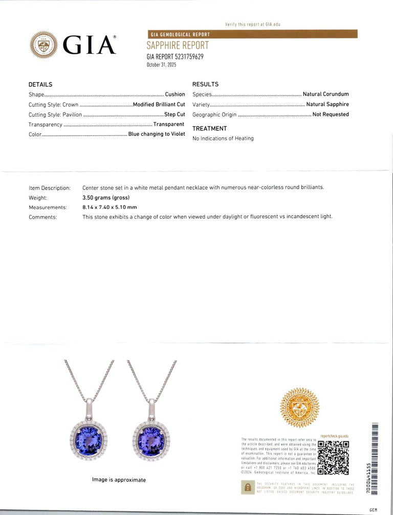 Peter Suchy GIA Certified 2.62 Carat Sapphire Diamond White Gold Necklace – image 3