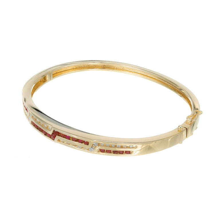 .40 Carat Diamond Ruby Yellow Gold Bangle Bracelet – image 2