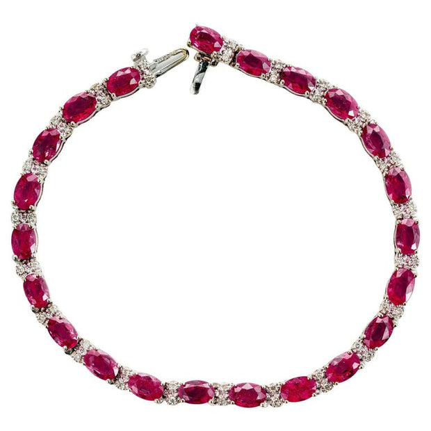 Le Vian 11.00 Carat Oval Ruby Diamond White Gold Link Bracelet