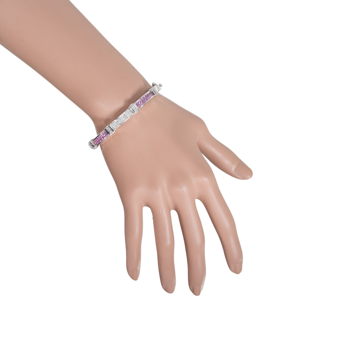 1.75 Carat Pink Sapphire Diamond Two Tone Gold Bangle Bracelet – image 7