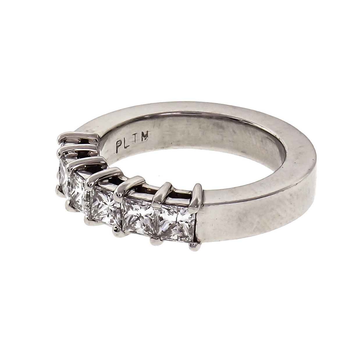 Princess Cut 6 Diamond Wedding Band Ring 1.32ct Platinum – image 2