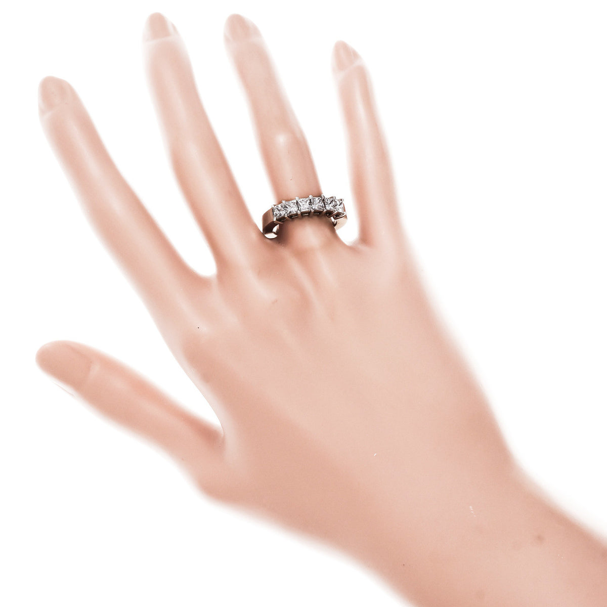 Princess Cut 6 Diamond Wedding Band Ring 1.32ct Platinum – image 6