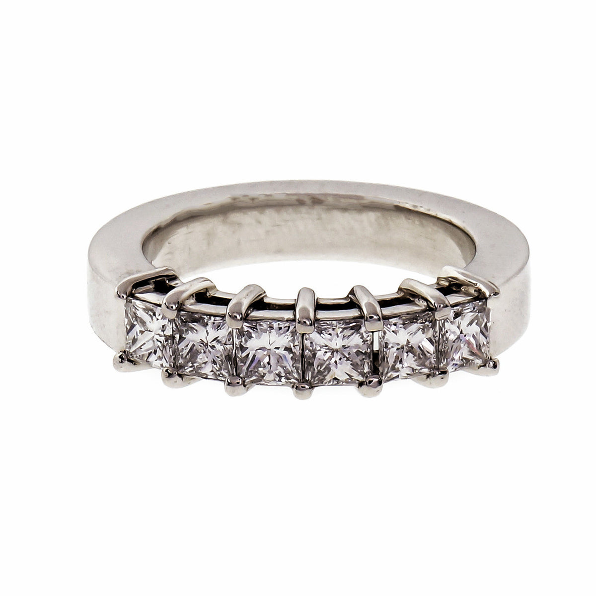 Princess Cut 6 Diamond Wedding Band Ring 1.32ct Platinum