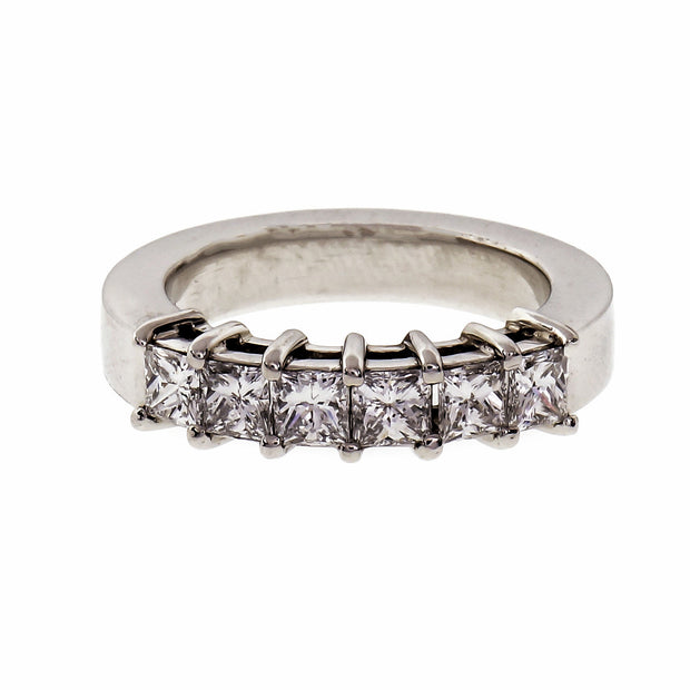 Princess Cut 6 Diamond Wedding Band Ring 1.32ct Platinum