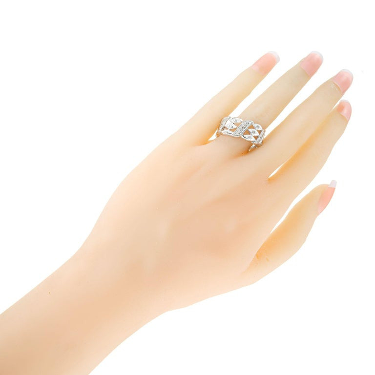 White Diamond Open Work Platinum Band Ring – image 3