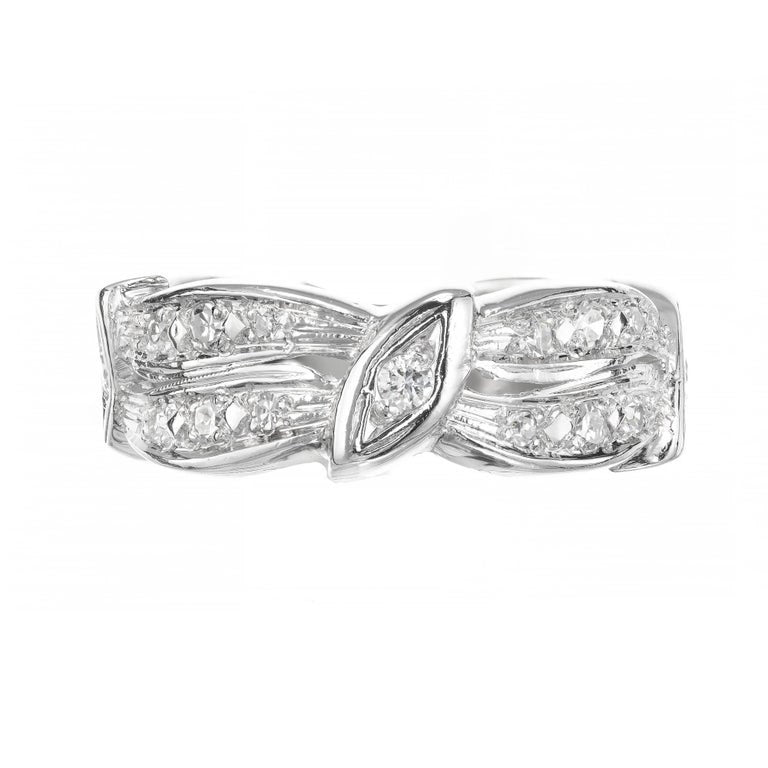 Diamond Two-Row Swirl Platinum Eternity Band Ring – image 2