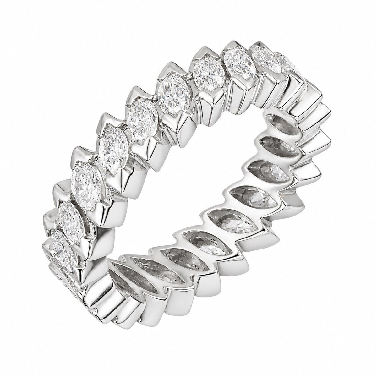 1.50ct Marquise Diamond Mid Century Platinum Eternity Ring