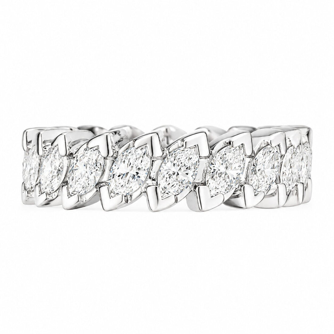 1.50ct Marquise Diamond Mid Century Platinum Eternity Ring – image 2