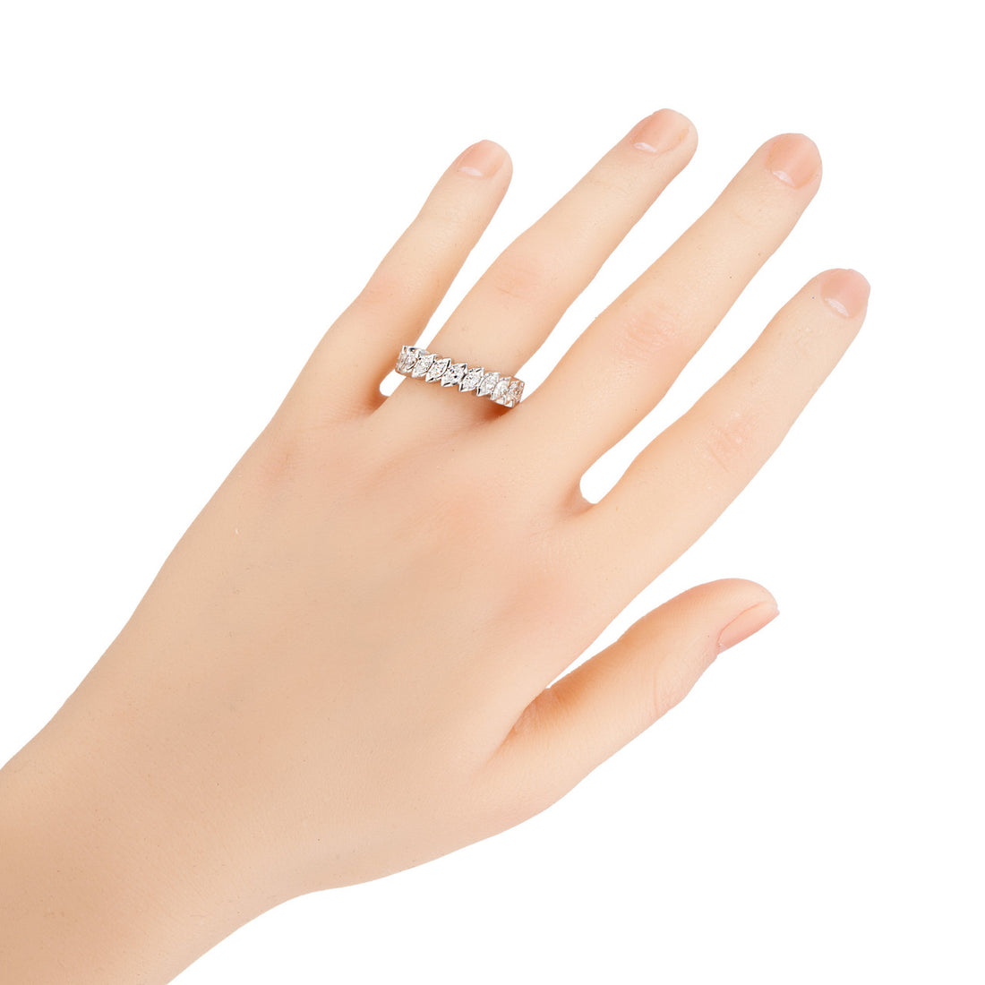 1.50ct Marquise Diamond Mid Century Platinum Eternity Ring – image 3