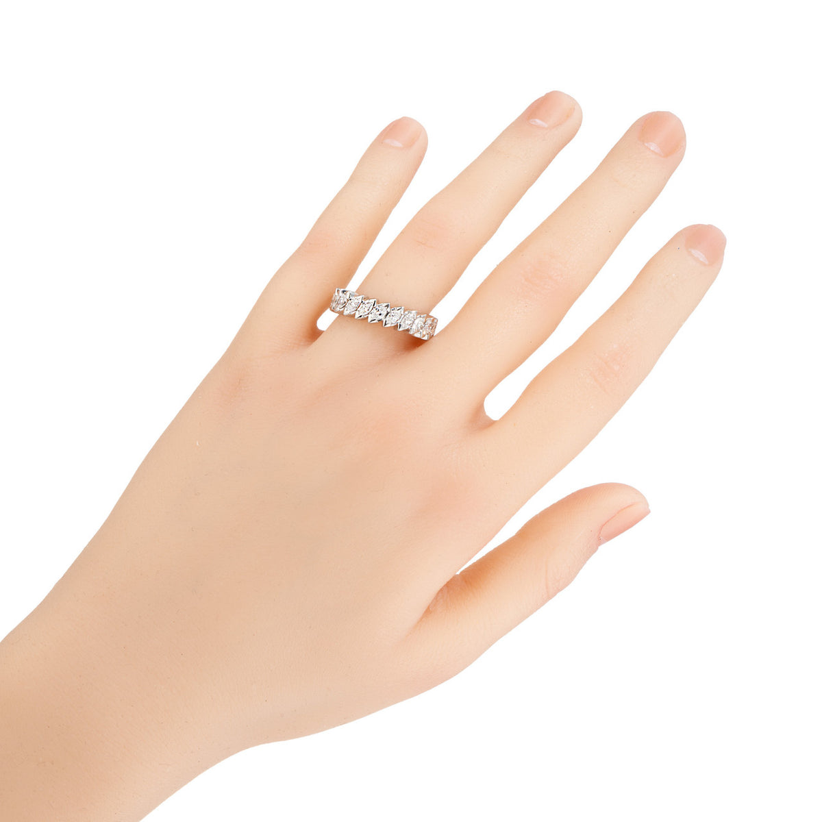 1.50ct Marquise Diamond Mid Century Platinum Eternity Ring – image 3
