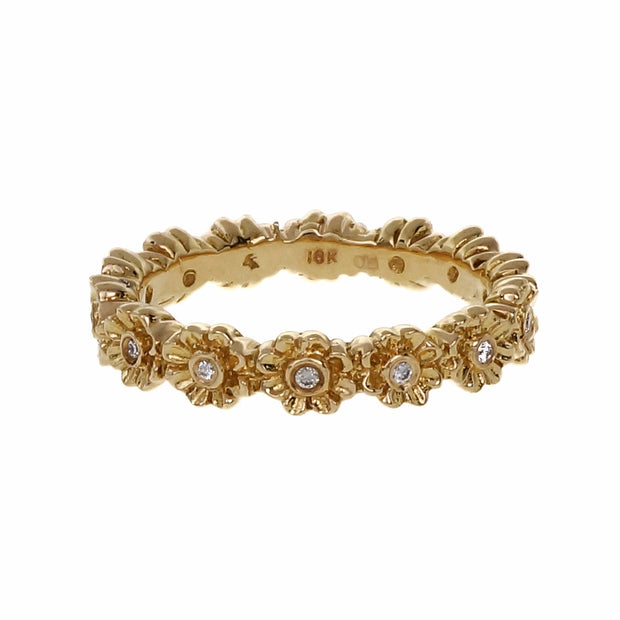 .10 Carat Diamond Rose Gold Flower Eternity Band Ring