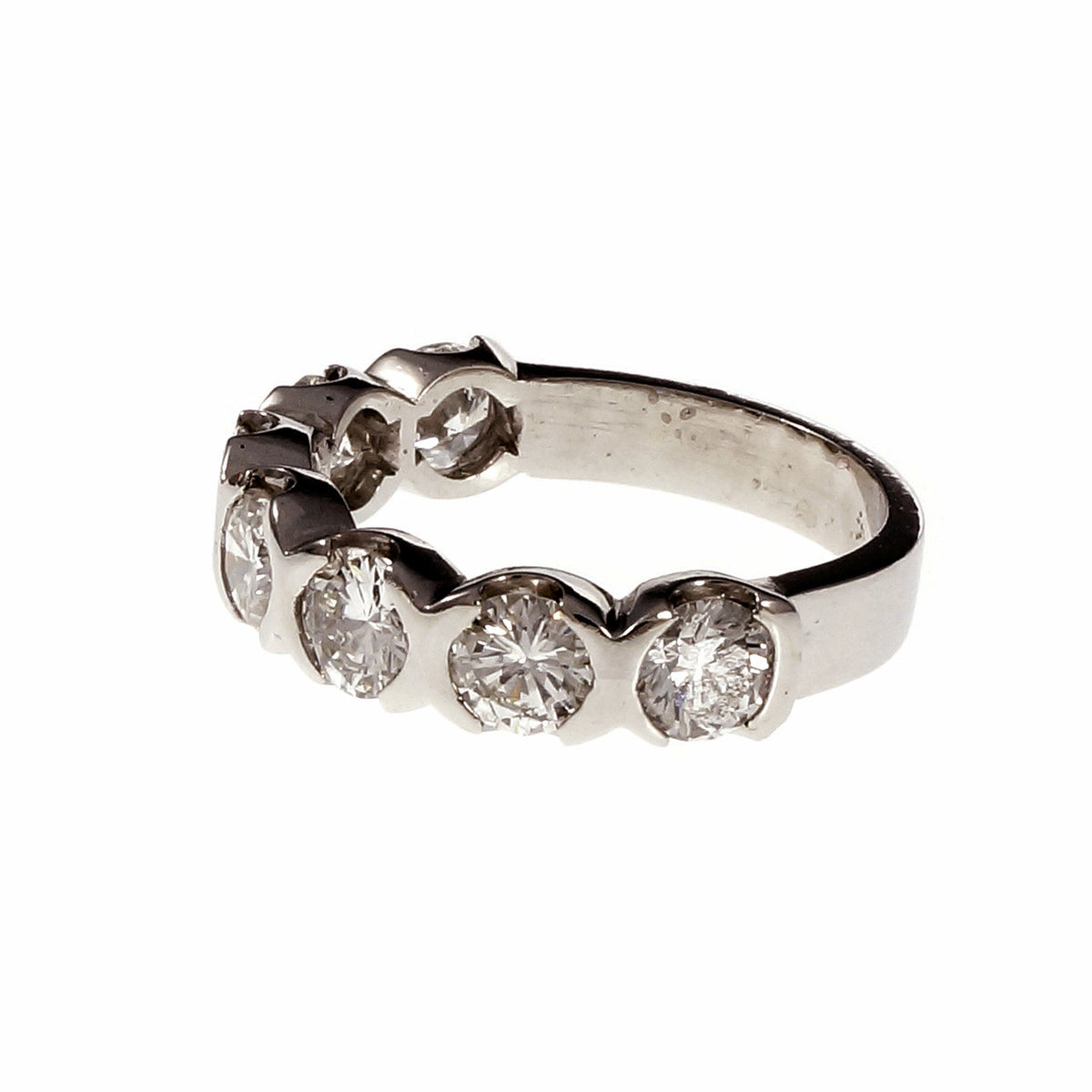 Semi Bezel Set 7 Diamond Band Ring 2.10ct Platinum – image 2