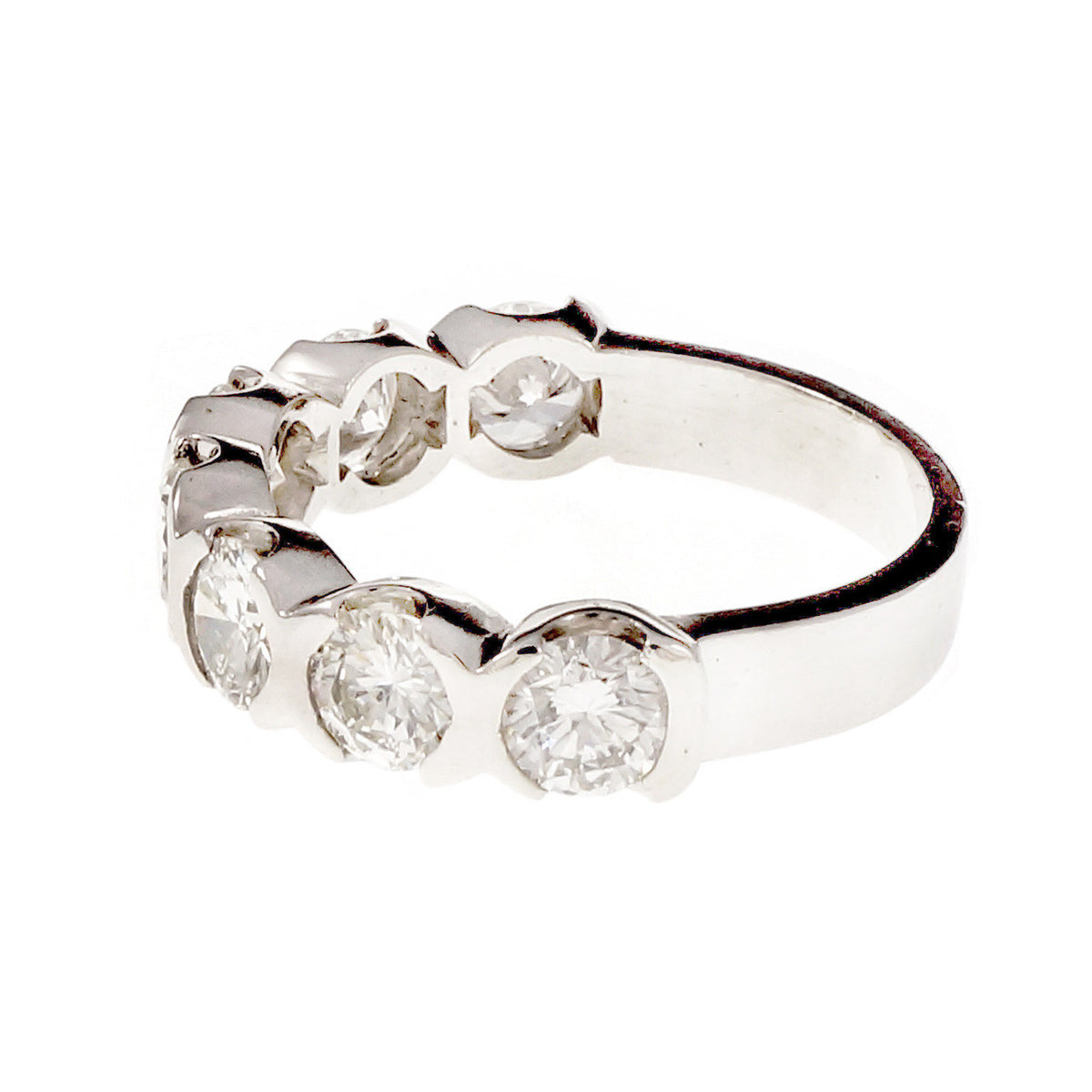 Semi Bezel Set 7 Diamond Band Ring 2.10ct Platinum – image 3