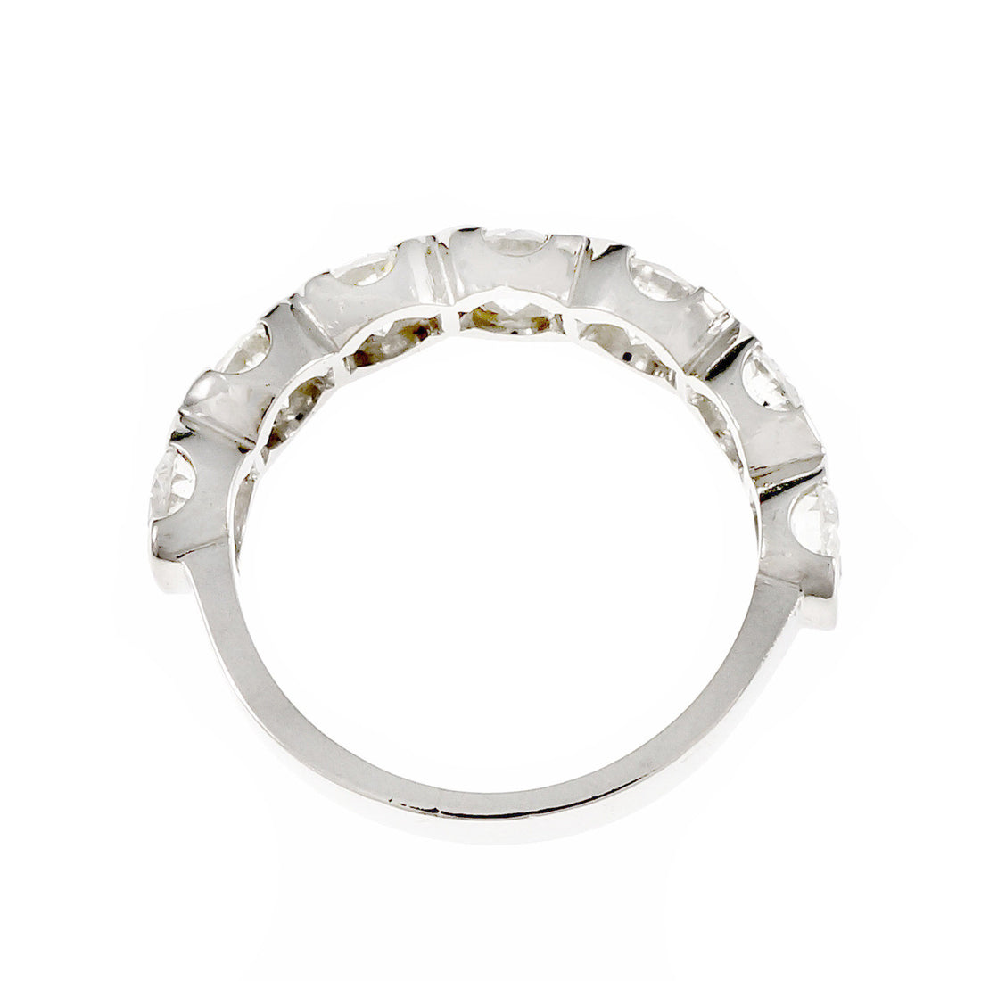 Semi Bezel Set 7 Diamond Band Ring 2.10ct Platinum – image 5