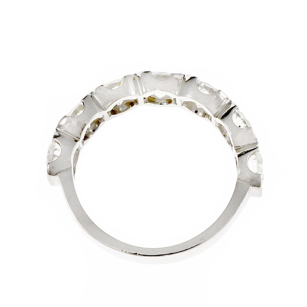 Semi Bezel Set 7 Diamond Band Ring 2.10ct Platinum – image 5