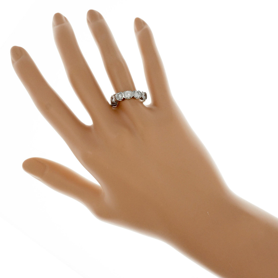 Semi Bezel Set 7 Diamond Band Ring 2.10ct Platinum – image 6