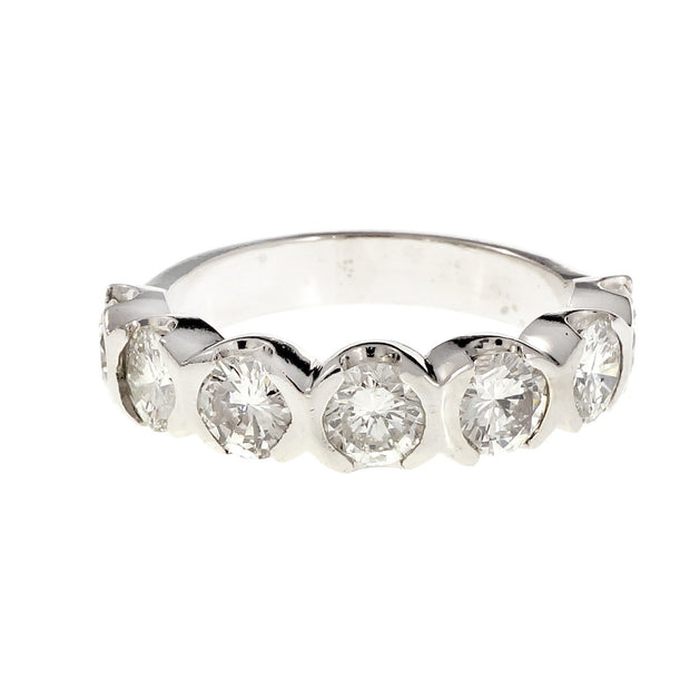 Semi Bezel Set 7 Diamond Band Ring 2.10ct Platinum