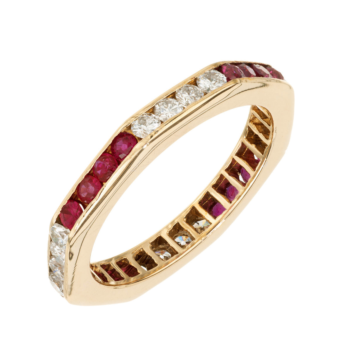 .30 Carat Diamond Ruby 14k Yellow Gold Wedding Band Ring