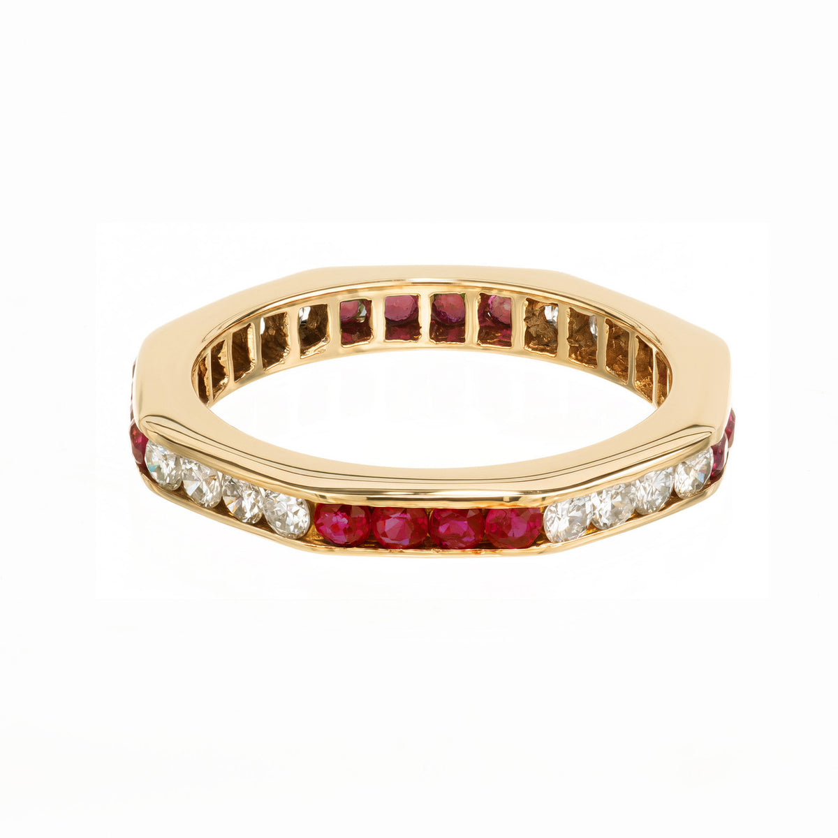 .30 Carat Diamond Ruby 14k Yellow Gold Wedding Band Ring – image 4