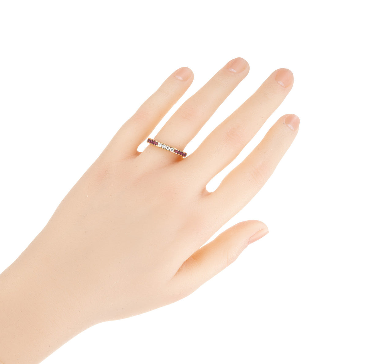 .30 Carat Diamond Ruby 14k Yellow Gold Wedding Band Ring – image 5