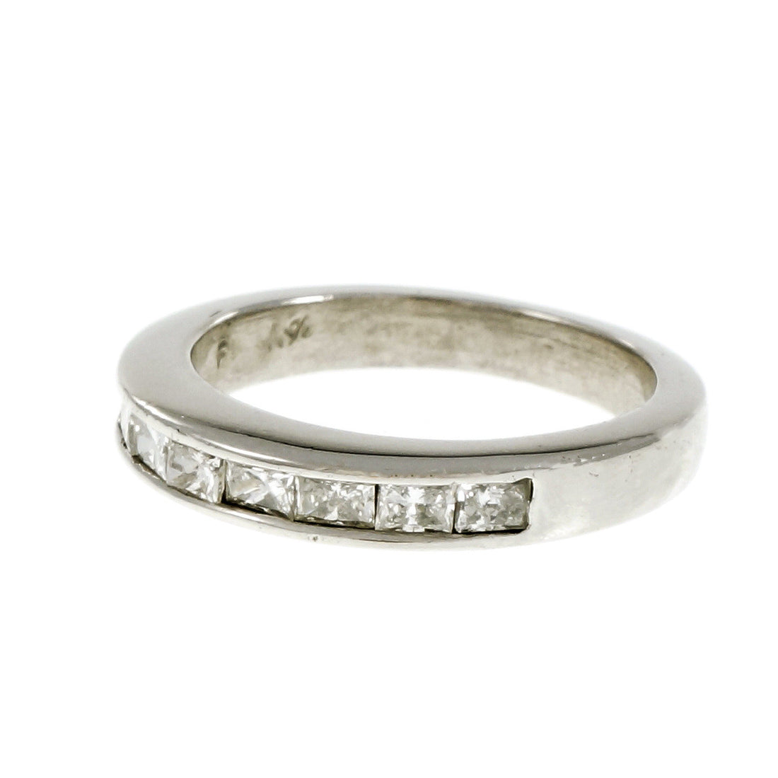 Estate Princess Cut Diamond Channel Wedding Band Ring Platinum – image 3