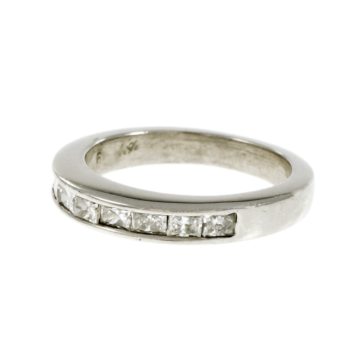 Estate Princess Cut Diamond Channel Wedding Band Ring Platinum – image 3