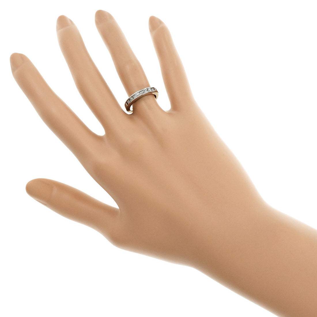 Estate Princess Cut Diamond Channel Wedding Band Ring Platinum – image 7