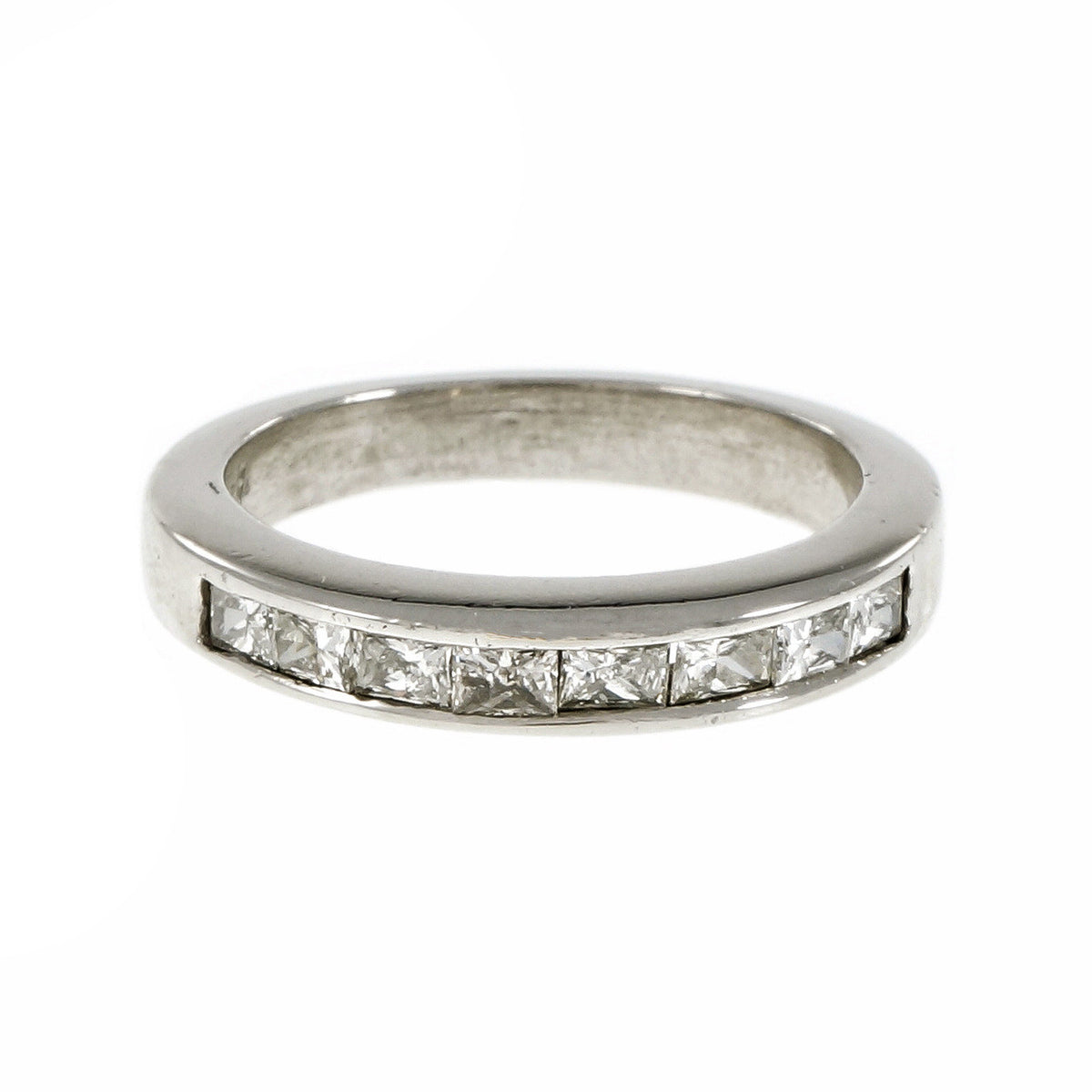 Estate Princess Cut Diamond Channel Wedding Band Ring Platinum