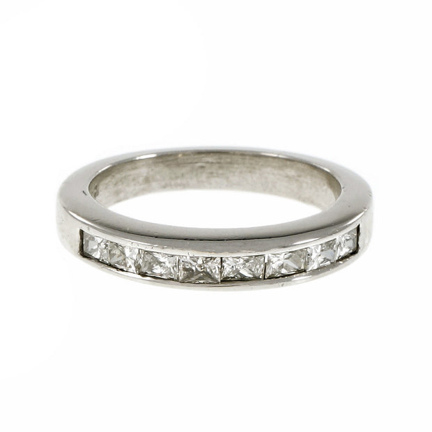 Estate Princess Cut Diamond Channel Wedding Band Ring Platinum