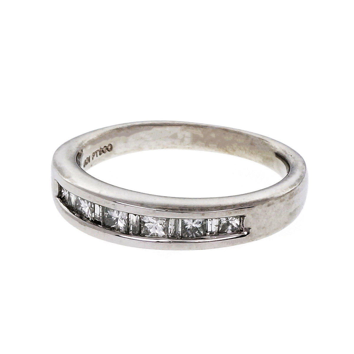 Channel Set Princess & Baguette Cut Diamond Wedding Band Ring Platinum – image 2