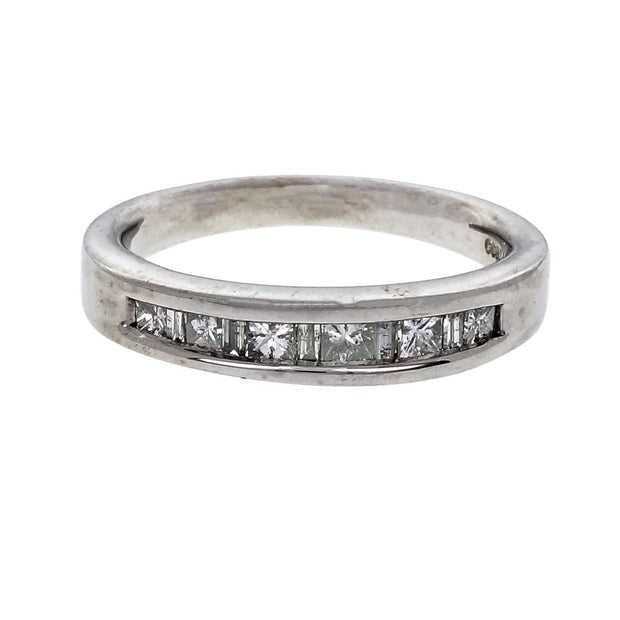 Channel Set Princess & Baguette Cut Diamond Wedding Band Ring Platinum