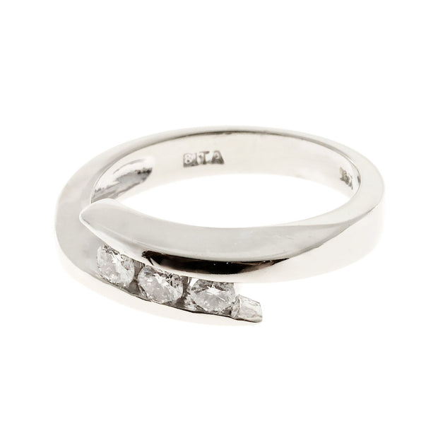 Estate Designer Rita 14k White Gold 3 Round Diamond .30ct Ring Size 7